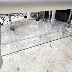 ガラス天板 センターテーブル 幅80×奥50×高44cm ローテーブル 天板下収 ソファテーブル 札幌市 平岸店の画像