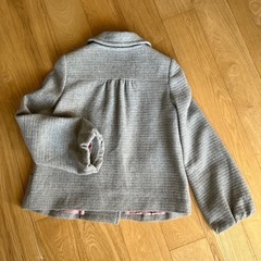 ダブルブレストツイードジャケット (ノーカラー)グレーの画像