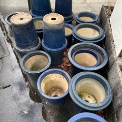 植木鉢　35センチ　陶器　昭和レトロ　アンティーク　信楽焼　深鉢　長鉢　腰高鉢　懸崖鉢 の画像