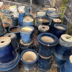 植木鉢　35センチ　陶器　昭和レトロ　アンティーク　信楽焼　深鉢　長鉢　腰高鉢　懸崖鉢 の画像