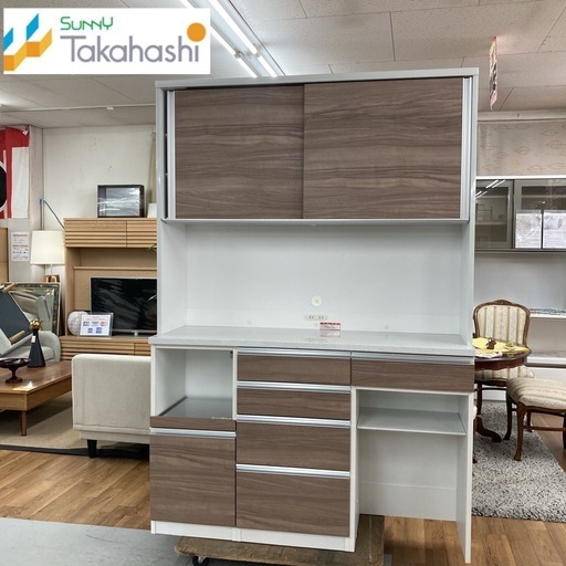 ⭐大決算SALE！！期間限定の大幅値下げ！！⭐S252 ⭐ 最高級 高橋木工所 キッチンボード 食器棚 フローラⅣ ソフトクローズ搭載 幅140.5cm USED 美品