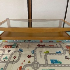 ローテーブル 木造 ガラス 大きめ