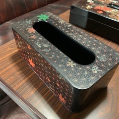 和風紅葉デザイン木製ティッシュボックス