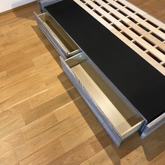 お得 照明・収納付き 分解可能 らくらく持ち帰り 木製 シングルベッド の画像