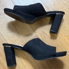 ヒール パンプス 25cm ブラック 黒の画像