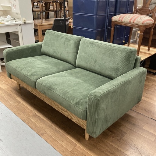 ジモティー限定価格！S188 ⭐ 関家具 FLEET フリート コーデュロイ グリーン 幅156cm USED 美品