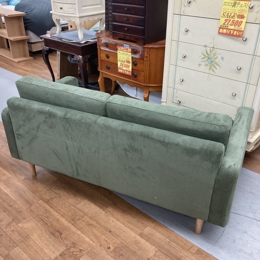 ジモティー限定価格！S188 ⭐ 関家具 FLEET フリート コーデュロイ グリーン 幅156cm USED 美品