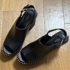 MOUSSY ヒール パンプス 厚底 L 24.5cm 黒 ブラック