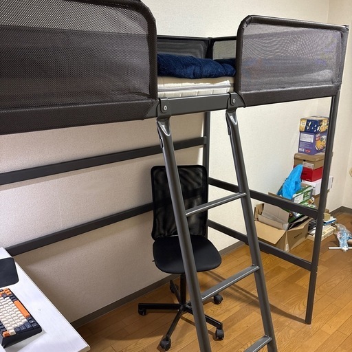 【訳アリ引取のみ】IKEA ロフトベッド トゥッフィング TUFFING トゥッフィング 2段ベッドフレーム, ダークグレー
