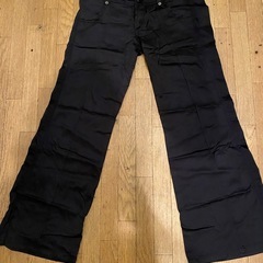 綺麗な中古美品JET LABELフレアーバギーパンツボトムスblack36Mスラックス ストレッチ　レディースカジュアルの画像