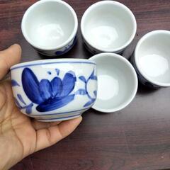 藍色花柄湯呑み　5個