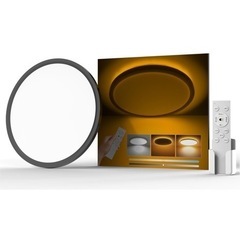 Coizabera LEDシーリングライト 6畳 3600lm 間接光付き 常夜灯 おしゃれな天井照明 φ30cm 調光・調色機能 極薄デザイン 日光モード搭載 雰囲気を演出するナイトライト 電気蛍光灯 リモコン操作対応 6~8畳用 寝室/リビング/キッチンに適用 黒枠の画像