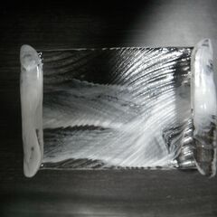 【中古】青山硝子　羽衣まな板皿　ガラス食器　盛台　盛付皿　寿司下駄　和食器　ガラス皿　寿司皿　HG-100　８個まとめての画像