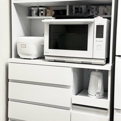 [幅90] 食器棚 レンジ台 ハイタイプ コンセント付き 可動棚タイプ 選べる組合せキッチン収納セット  LOWYAの画像