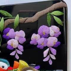 ハンドメイド押絵　おしどり夫婦と藤の花の画像