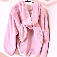 【美品】ピンク もこもこ フリース ジップブルゾンの画像