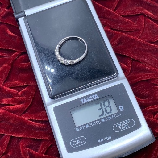Pt900 1ct ダイヤ　リング　約19号　3.8g 一文字リング