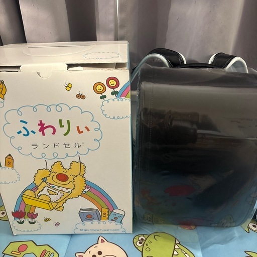 ふわりい 黒 (黒、グレーチェック)ランドセル タグ付き