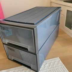 衣装ケース　黒　長め　２つ組みの画像