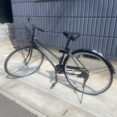 自転車　27インチ　黒　カゴ付き