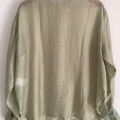 【美品！】W closet ダブルクローゼット　フリーサイズ　Fサイズ　シースルー　シャツ　ブラウス　長袖　ライトグリーン　の画像