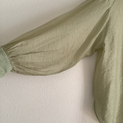 【美品！】W closet ダブルクローゼット　フリーサイズ　Fサイズ　シースルー　シャツ　ブラウス　長袖　ライトグリーン　の画像