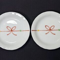 お祝い小皿◎水引蝶結び 柄／２枚まとめて♻️数回使用のUSED品