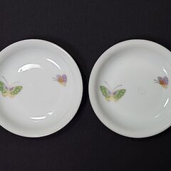 庫山窯 小皿◎蝶々柄／２枚まとめて♻️数回使用のUSED品