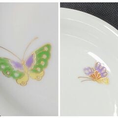 庫山窯 小皿◎蝶々柄／２枚まとめて♻️数回使用のUSED品の画像