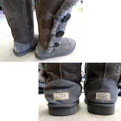 UGG ムートンブーツ F19010D ボタン装飾 ロングブーツ グレー JP：25㎝ アグ レディース 靴 札幌市 中央区 南12条の画像