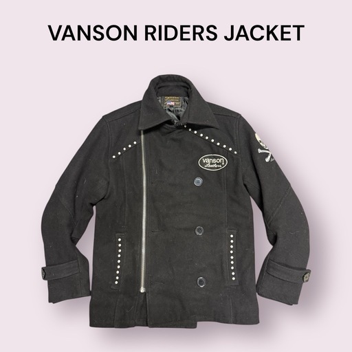 VANSON ウール スカル ダブル ライダースジャケット ピーコート Mサイズ