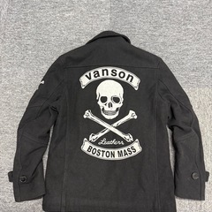 VANSON ウール スカル ダブル ライダースジャケット ピーコート Mサイズの画像