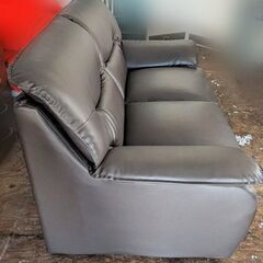 メーカー不明 ◆2人掛けソファ◆ レザー 革 ダークブラウン  リビング家具の画像