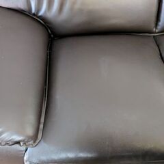 メーカー不明 ◆2人掛けソファ◆ レザー 革 ダークブラウン  リビング家具の画像