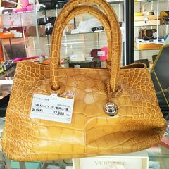 FURLA/フルラ　ハンドバッグ　型押し　キャメル　使用感･型崩...