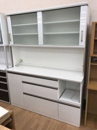 ★ジモティ割あり★  食器棚 ホワイト H293×W160×D49 クリーニング済み KJ8910