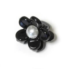 ヘアゴム各種セット（ピンク飾付2本・ブラック飾付2本・シンプルブラック約50本・クリップ）の画像