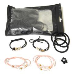 ヘアゴム各種セット（ピンク飾付2本・ブラック飾付2本・シンプルブ...