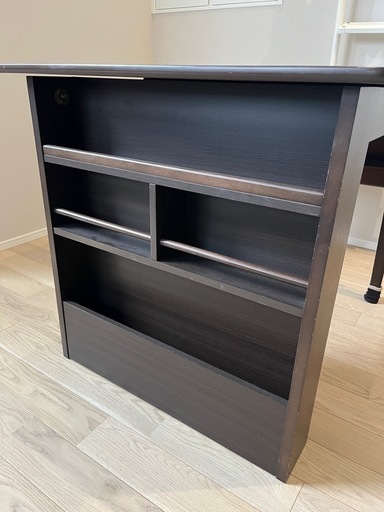 伸長式ダイニングテーブル(収納付/ダークブラウン) 伸長式ダイニング