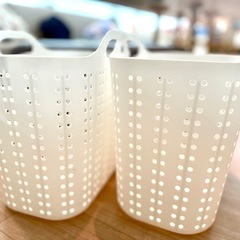 ランドリーバスケット　サンバッサ　バスケットL ドット(ホワイト)の画像