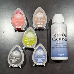 売ります！スタンプ用インク5色とスタンプクリーナー