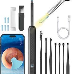耳かき カメラ ワイヤレス イヤースコープ 【電波法認証済み】 600万高画素 3.5mm 極細レンズ 左右反転機能 録画 写真 Type-C充電 WIFI接続 耳かきスコープ 耳掃除 カメラ 耳垢除去 耳垢クリーニング 視覚耳取り 内視鏡付き耳かき 専用APP iphone＆Android対応 耳掻き カメラ 日本語取扱説明書付き（ブラック）　まとめ買い歓迎　卸ます　アマゾン引き上げ商品　倒産品　ネット商材　卸ます　転売　アマゾン引き上げ商品　卸し　問屋　倒産品　転売OK　ネット商材　アマゾン　商品の画像