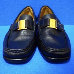 【BALLY】TEMPEST ブラックローファー ゴールド金具 23cmの画像