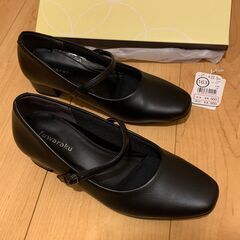 22.5cm／3E／黒パンプス／靴／fuwaraku／フワラク／定価4950円の画像
