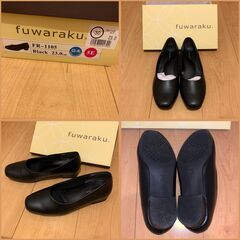 23.0cm／5E／黒パンプス／靴／fuwaraku／フワラク／定価4950円の画像