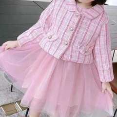 フォーマル セットアップ ツイードピンク130の画像