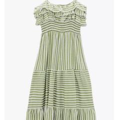 【美品】ZARA　ザラ　キャミワンピース　グリーン　ティアード　リゾートの画像