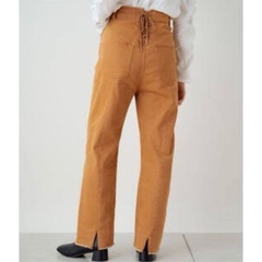 kastane バック編み上げストレートパンツ　オレンジ