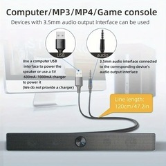 【新品】ホームスピーカーTVラップトップPCスマートフォン用USB有線コンピュータースピーカーホームシアターの画像