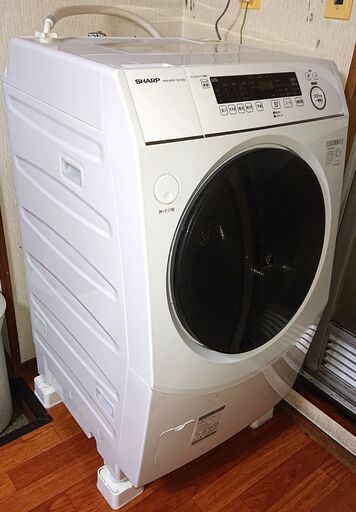 山口市、2023年製ドラム式洗濯機10kg￥149800⇒￥80000●シャープES-H10G-WR右開き●実用作動美品